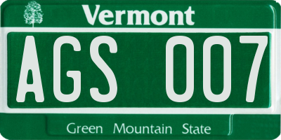 VT license plate AGS007