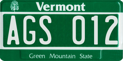 VT license plate AGS012