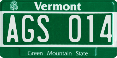VT license plate AGS014