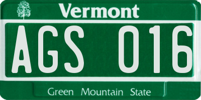 VT license plate AGS016