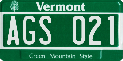 VT license plate AGS021