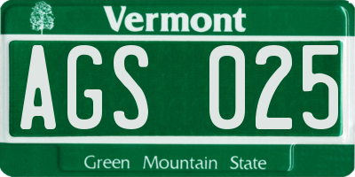 VT license plate AGS025
