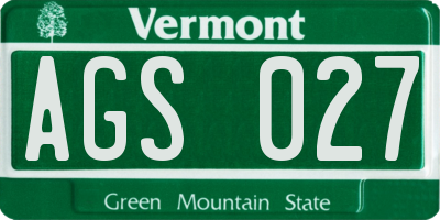VT license plate AGS027
