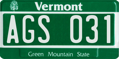 VT license plate AGS031