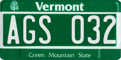 VT license plate AGS032