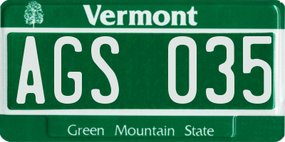 VT license plate AGS035