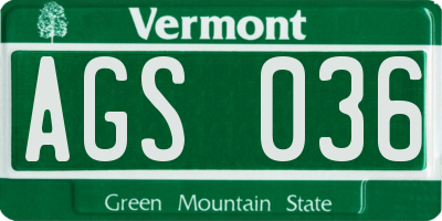 VT license plate AGS036