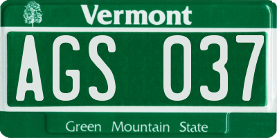 VT license plate AGS037