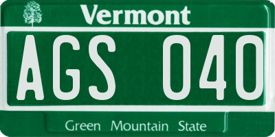 VT license plate AGS040