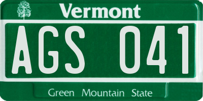 VT license plate AGS041