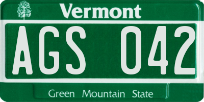 VT license plate AGS042