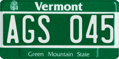 VT license plate AGS045