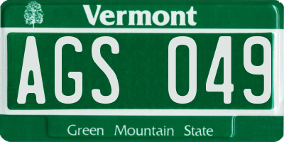 VT license plate AGS049
