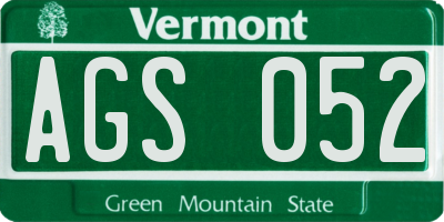 VT license plate AGS052