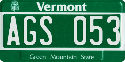 VT license plate AGS053