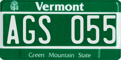 VT license plate AGS055