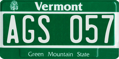 VT license plate AGS057