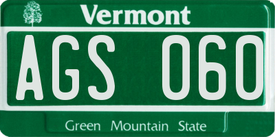 VT license plate AGS060