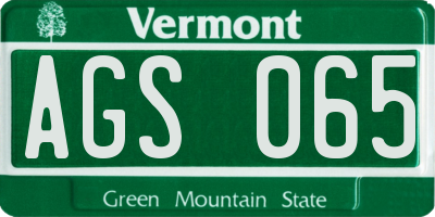 VT license plate AGS065