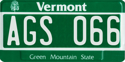 VT license plate AGS066