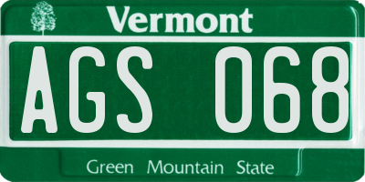 VT license plate AGS068