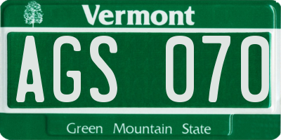 VT license plate AGS070