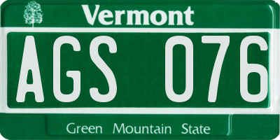 VT license plate AGS076