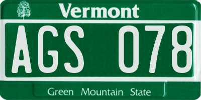 VT license plate AGS078
