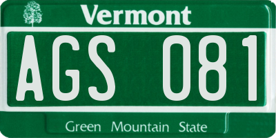 VT license plate AGS081