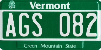 VT license plate AGS082