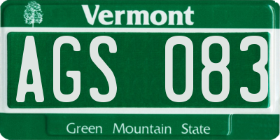 VT license plate AGS083