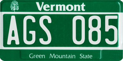 VT license plate AGS085