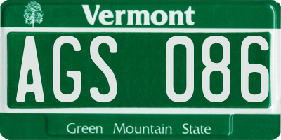 VT license plate AGS086