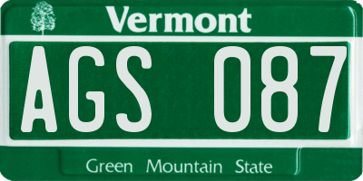 VT license plate AGS087
