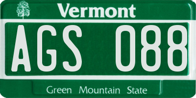 VT license plate AGS088