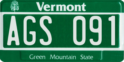 VT license plate AGS091