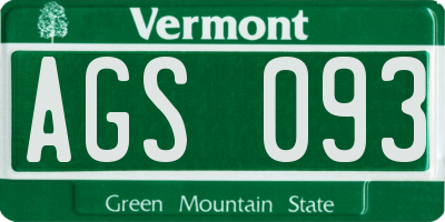 VT license plate AGS093