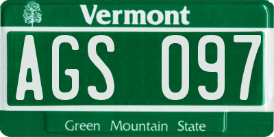 VT license plate AGS097