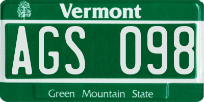 VT license plate AGS098