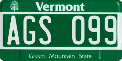 VT license plate AGS099