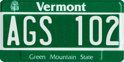 VT license plate AGS102
