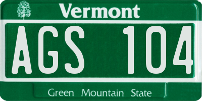 VT license plate AGS104