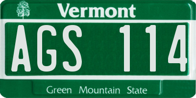 VT license plate AGS114