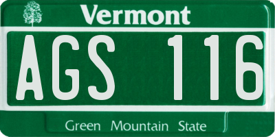 VT license plate AGS116