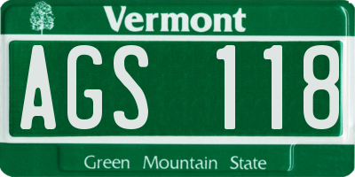 VT license plate AGS118