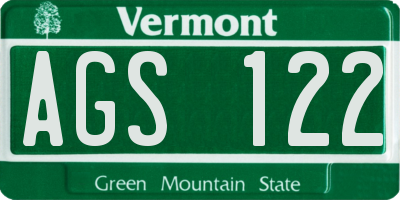 VT license plate AGS122