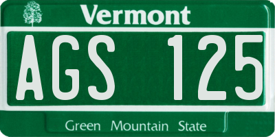 VT license plate AGS125