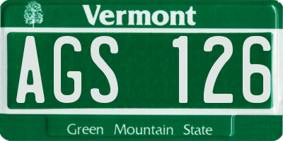VT license plate AGS126