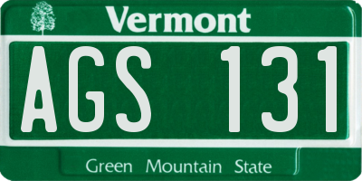 VT license plate AGS131