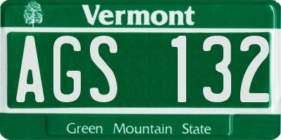 VT license plate AGS132